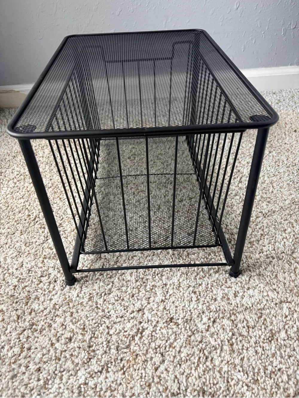 Black Metal Mesh Rectangular Storage Basket with Drawer